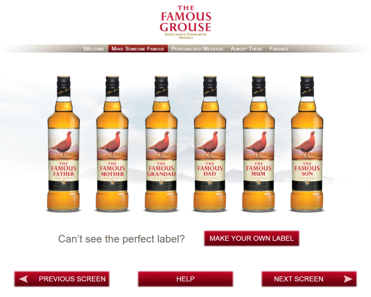 The Famous Grouse Custom Labeled Bottles 